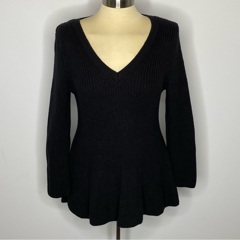 Banana Republic Black Fluted Long Sleeve Sweater